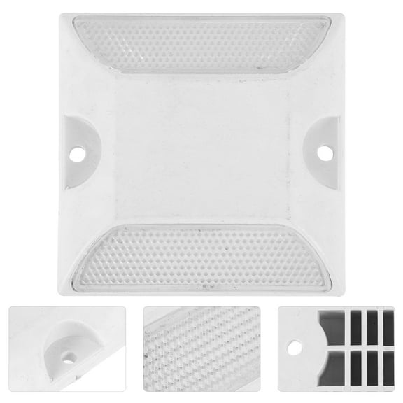 Aluminum Road Studs with Reflective Outline for Enhanced Night Visibility 2 Pieces White Plastic