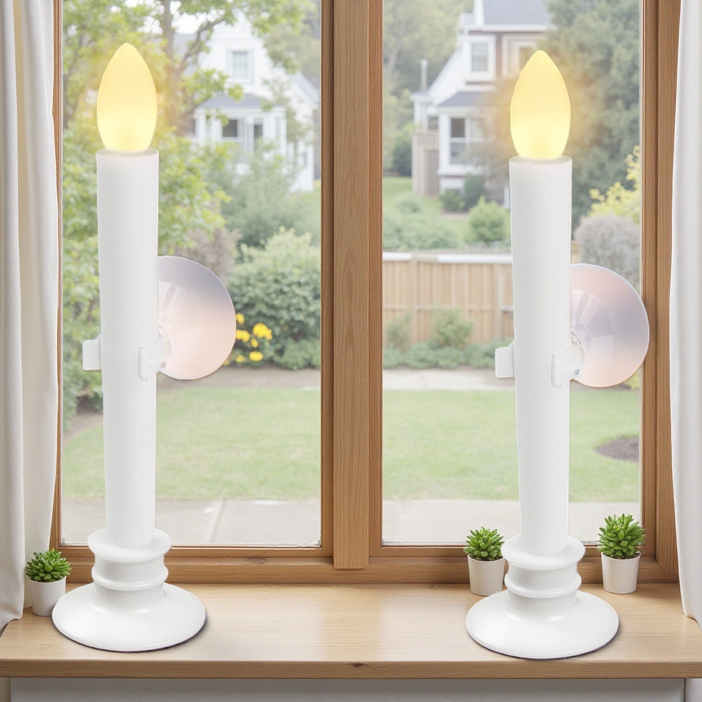 2pcs Remote Controlled Flameless Taper Candles with Automatic Timer and Suction Cups, Flickering Battery LED Candles for Year-Round Home Decor, Christmas Wedding Centerpiece