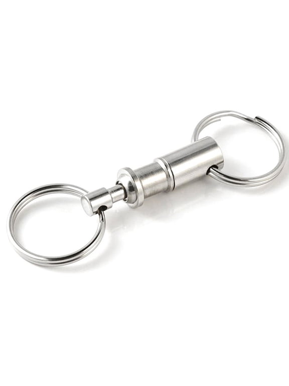 2pcs Removable Keyring Quick Release Keychain Dual Detachable Key Ring Snap Lock Holder Steel Pull-Apart Key Rings