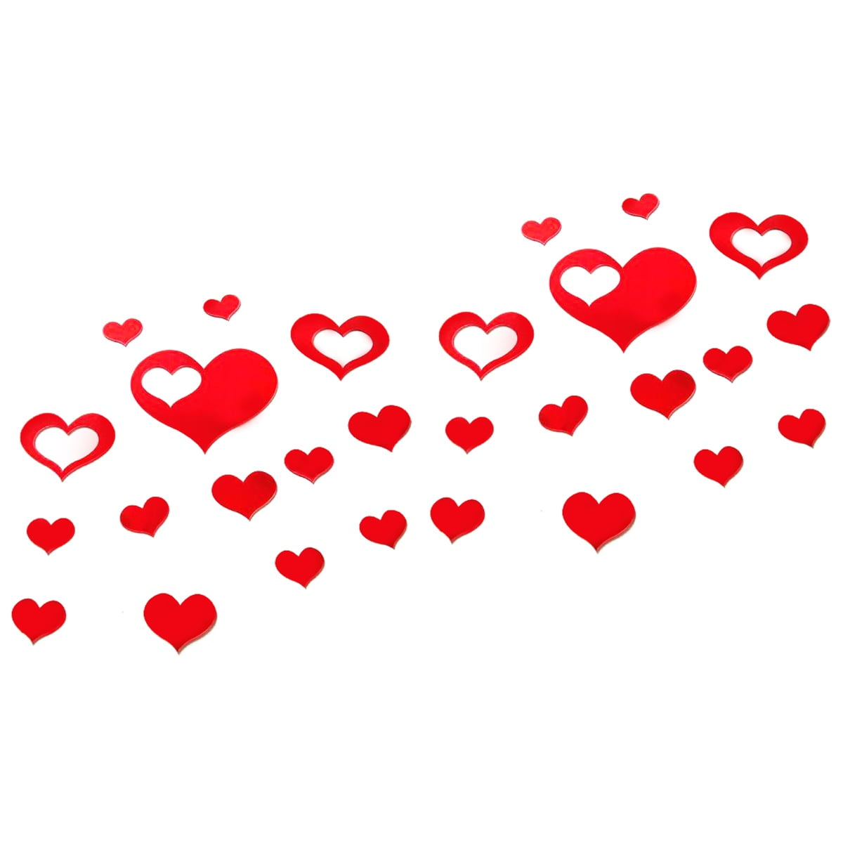 2pcs Removable Mirror Surface 3 Heart Wall Stickers Art Wall Mural