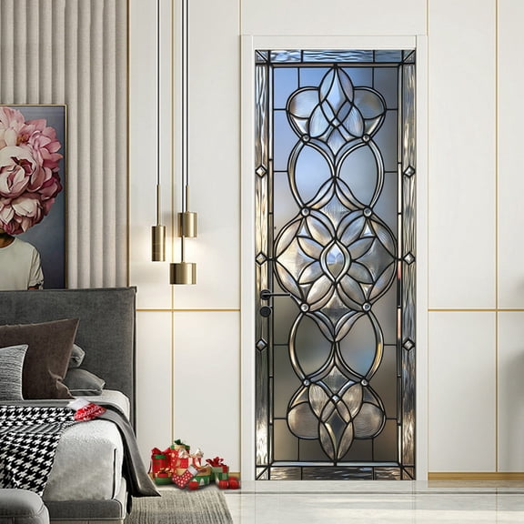 2pcs Removable Self-Adhesive Peel & Stick Door Wallpaper Decals,PVC Landscape Decorative Door Wall Sticker for Home Decoration