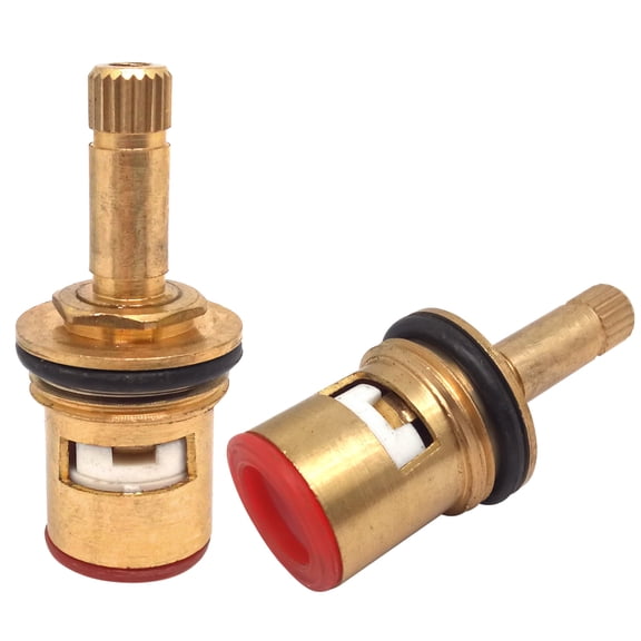 2pcs Replacement Faucet Cartridge, 20 Teeth Ceramic Disc Cartridge G1/2" Replacement Brass Faucet Valve,for Bathroom Kitchen Tap(Long,Thread Dia:4mm)