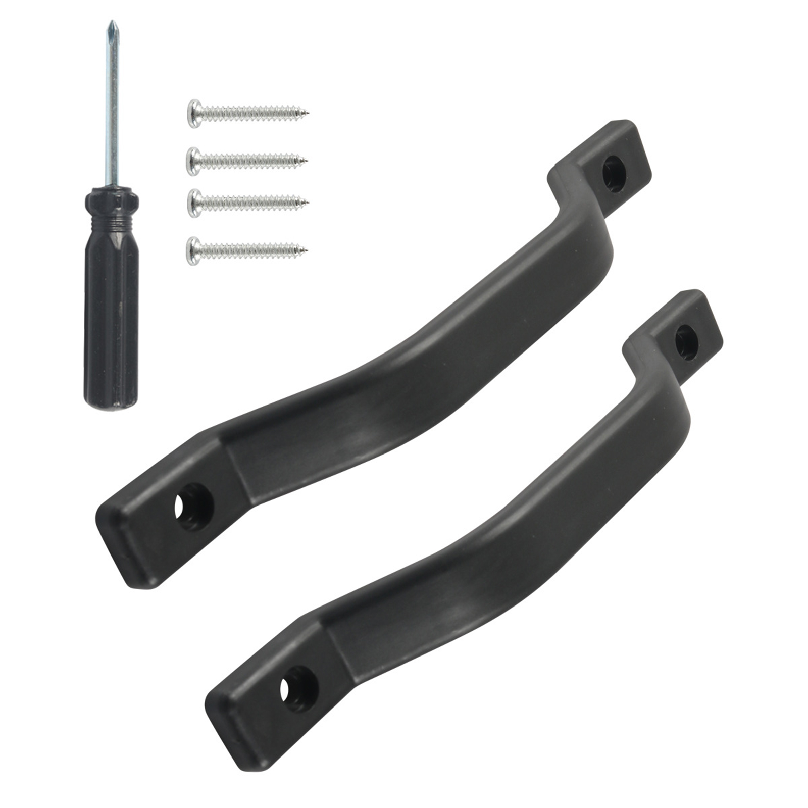 Camco JR9034 Fold Away Door Grab Handle – Black Aluminum With UV-Resistant Brackets For RV Camper