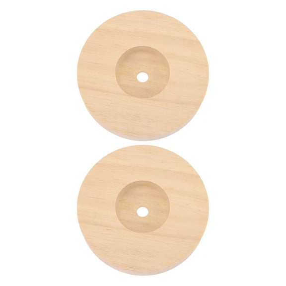 2pcs Replacement Lamp Base Circular Round Wooden Light Stand Lamp Supplies