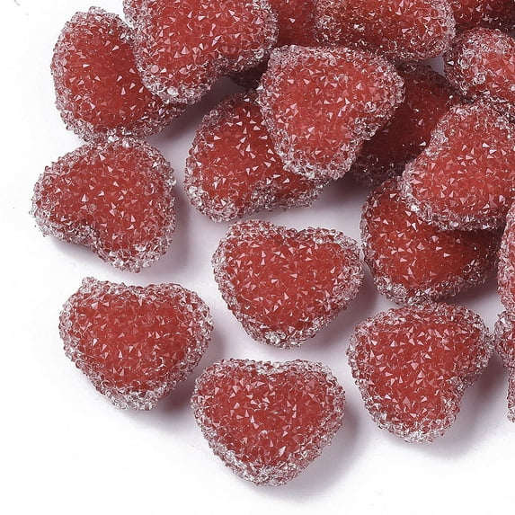 2pcs Resin Beads for Valentine's Day with Rhinestone Imitation style Heart Red 18.5x22x11mm Hole: 1.8mm