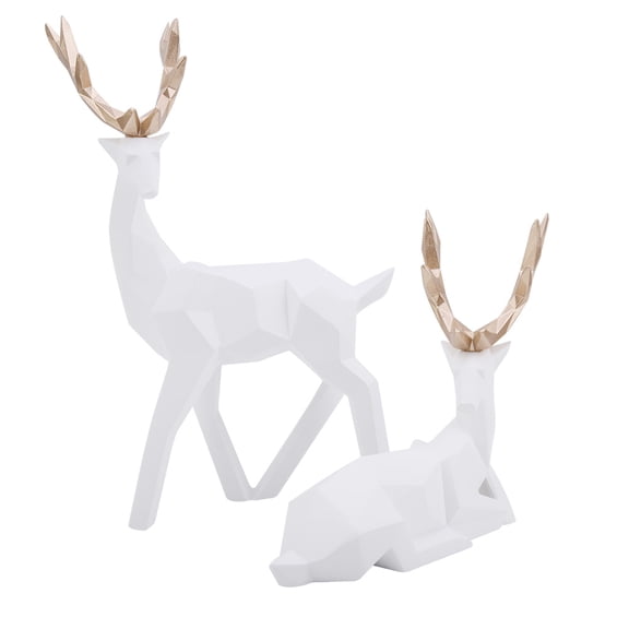 2pcs Resin Deer Statue Sculpture Home Desktop Cabinet Ornaments Wedding Party Christmas Table Decoration