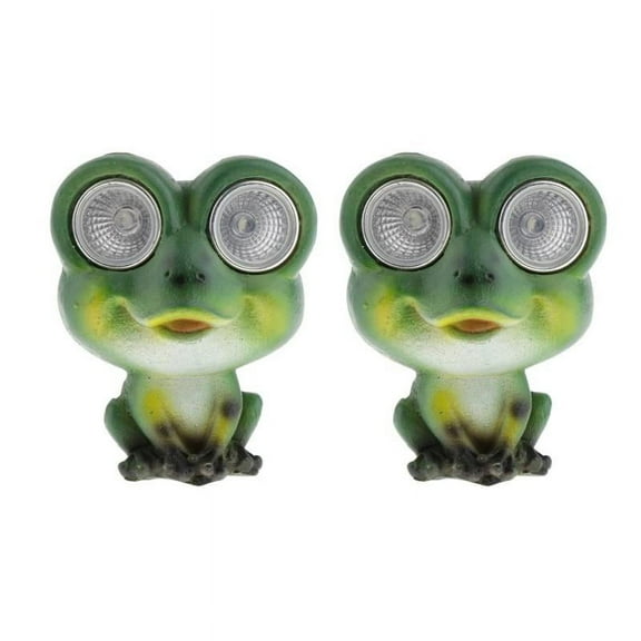 2pcs Resin Frog Garden Statue Solar Powered Garden Light