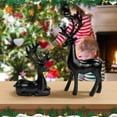 thumbnail image 1 of Black Christmas Reindeer Figurine, 2pcs Couple Deer Sculptures Mini Xmas Deer Statue Resin Animal Table Centerpiece for Home Living Room Office Decor, 1 of 8