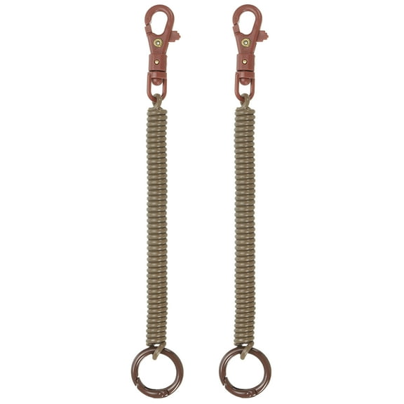 2pcs Retractable Coil Spring Keychain with Lobster Clasp Keyring 17.5cm Brown 2 Pcs
