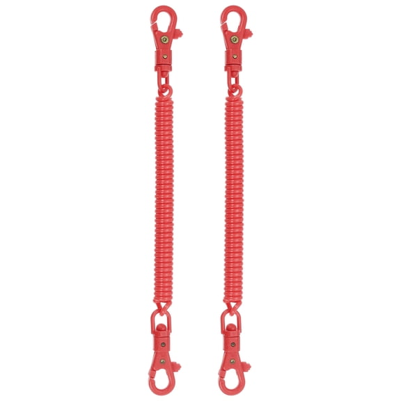 2pcs Retractable Coil Spring Keychain with Lobster Clasp Keyring 20cm Red 2 Pcs