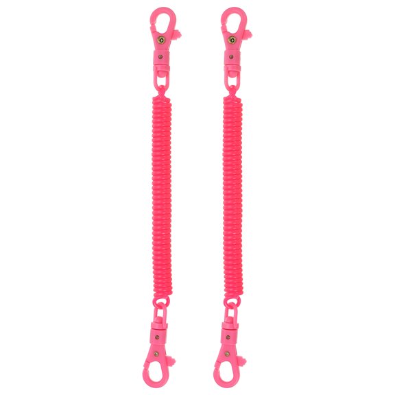 2pcs Retractable Coil Spring Keychain with Lobster Clasp Keyring 20cm Rose Red 2 Pcs