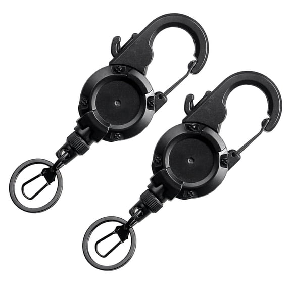 2pcs Retractable Keychain Locking Retractor with 26" Cord, Heavy Duty Badge Holder for Fly Fishing Anglers Gear