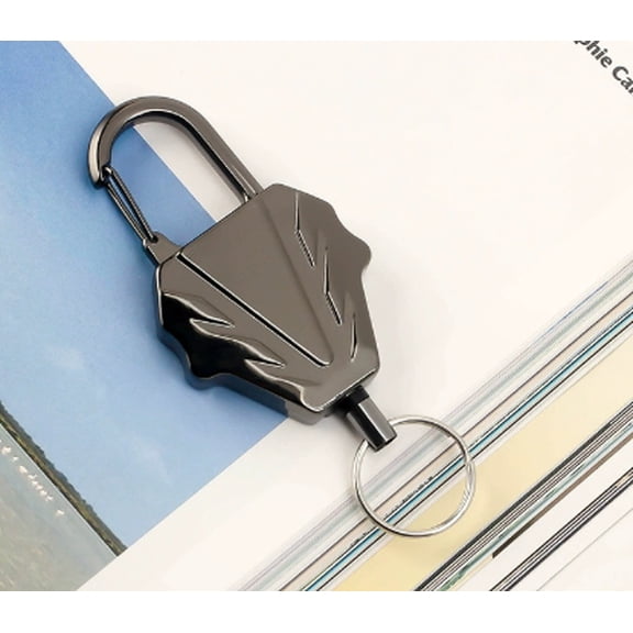 2-Pack Retractable Keychains with Cable and Carabiner Clip Badge Reel, Outdoor Key Holder for Hiking, Climbing, Camping