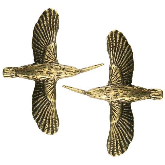 Retro Bird Statue Made of Brass with Light Brown Finish for Home Office Decoration 2 Pieces