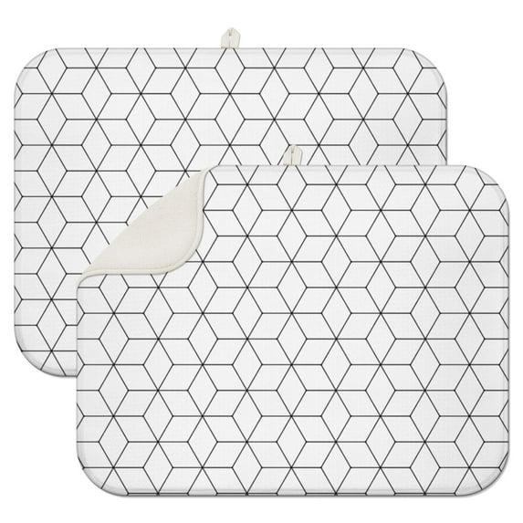 2pcs Retro Checkerboard Dish Drying Mat Super Absorbent Microfiber Kitchen Countertop Pad 3-Layer Thick Washable Sink Mat