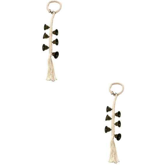 2pcs Vintage Style Doorbell Pendant Hanging Bells with Cotton Rope for Home Door Decoration
