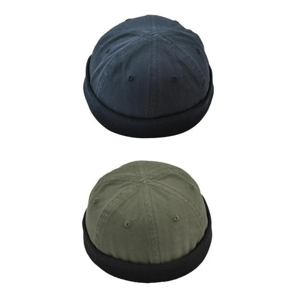 2pcs Retro Men Unique Street Casual Docker Hat Solid Brimless Skullcap