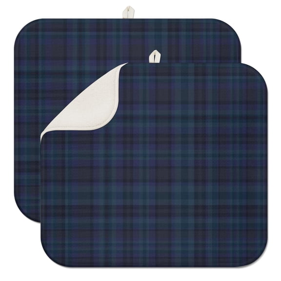 2pcs Retro Plaid Checkerboard Dish Drying Mat 3-Layer Thick Absorbent Microfiber Kitchen Countertop Pad Reusable Sink Mat