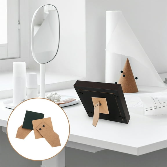 2pcs Retro Style Self Adhesive Easel Back For Picture Frames Black Cardboard Easel Back For Photo Display Tabletop Wall Mounting Supplies Brown