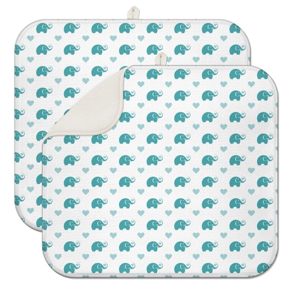 2pcs Retro Sunflower Elephant Drying Mats Thick 3-Layer Heat-Resistant Kitchen Counter Protector