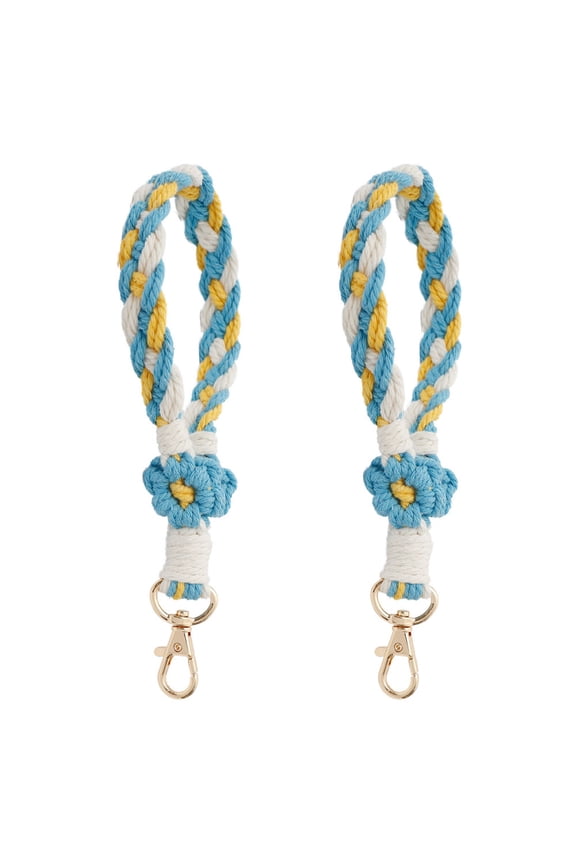 2pcs Retro pastoral style small Daisy wrist strap Keychain Handmade DIY