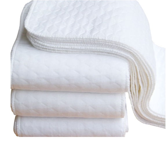 2pcs Reusable Cloth Diapers for Babies, 100% Cotton Washable Infant Diapers, Soft and Absorbent Baby Nappies (3-Layer White, 46x17 cm)
