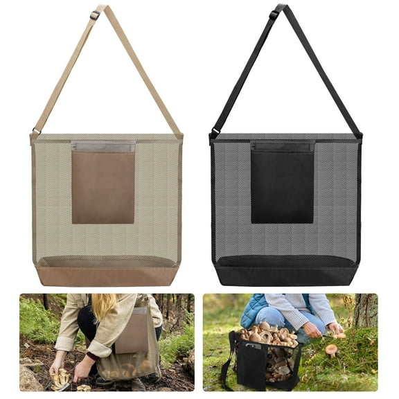 2pcs Reusable Mesh Picking Bag, EEEkit Outdoor Large Washable Produce Foraging Bags for Potato Mushroom