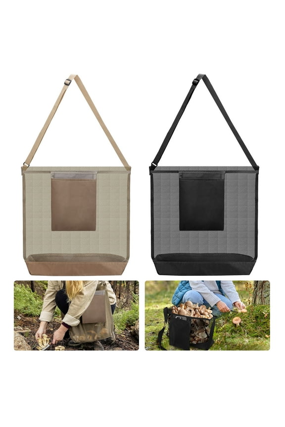 2pcs Reusable Mesh Picking Bag, EEEkit Outdoor Large Washable Produce Foraging Bags for Potato Mushroom