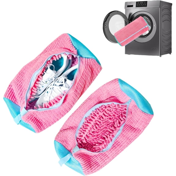 2pcs Reusable Shoe Washing Laundry Bag - Pink