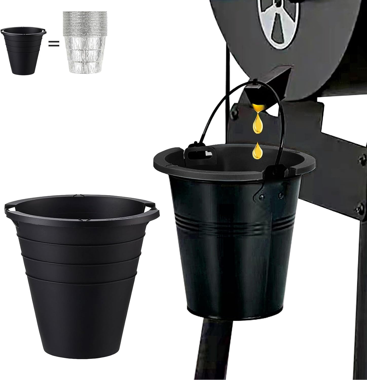2pcs Reusable Silicone Grease Bucket Liners Compatible for Traeger/Pit ...