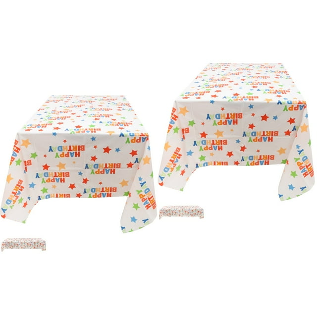 2pcs Reusable Tablecloth Birthday Table Cloth Birthday Tablecloth Party