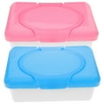 thumbnail image 1 of 2pcs Reusable Wet Tissue Box Household Desktop Case Wet Tissue Organizer Storage Container (Pink and Blue), 1 of 6