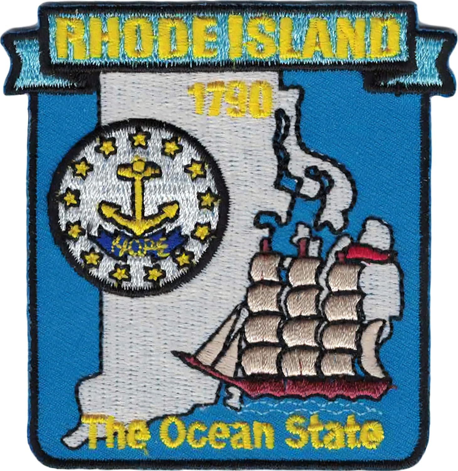 2pcs Rhode Island State Map Patch 3"