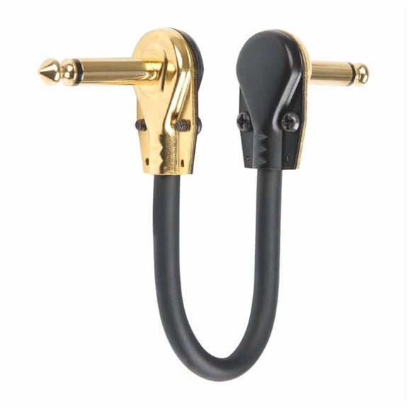 2pcs Right Angle 1/4inch Guitar Patched Cable 11.8inch Length Connection Wire Line for Effects Pedals and Sound Devices