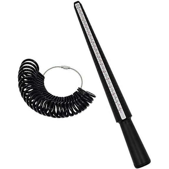 2pcs Ring Sizer Uk Gauge Set Ring Mandrel Uk Size Eru Us Size Finger Measurement Scales Kit Jewellery Tools for Ring Size Measuring Rings Diameters Plastic