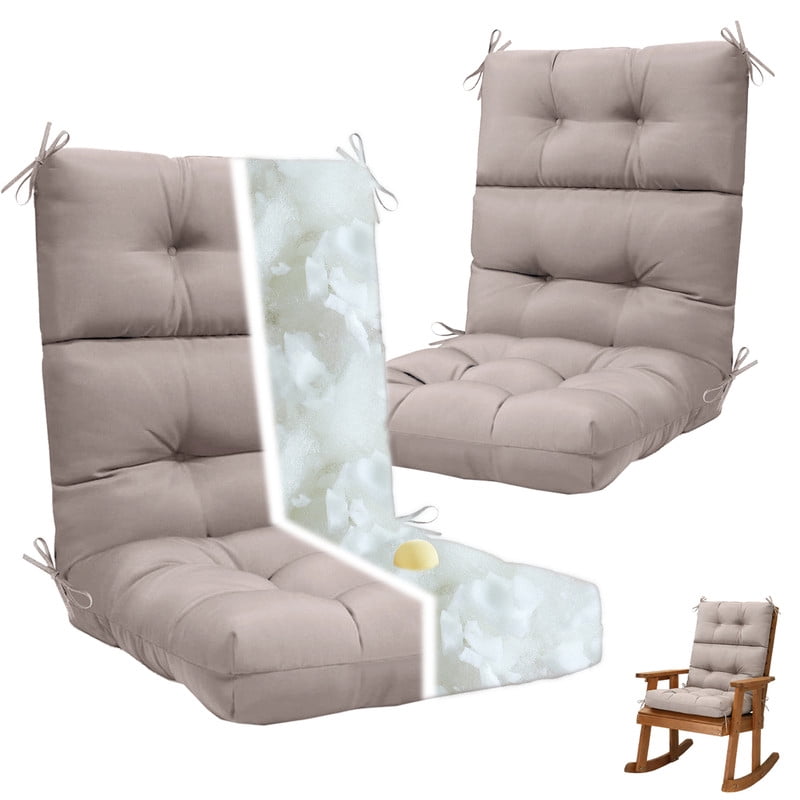 2pcs Rocking Chair Cushions Outdoor High Back Patio Cushion with Ties, Waterproo Seat and Back Replacement Cushion set