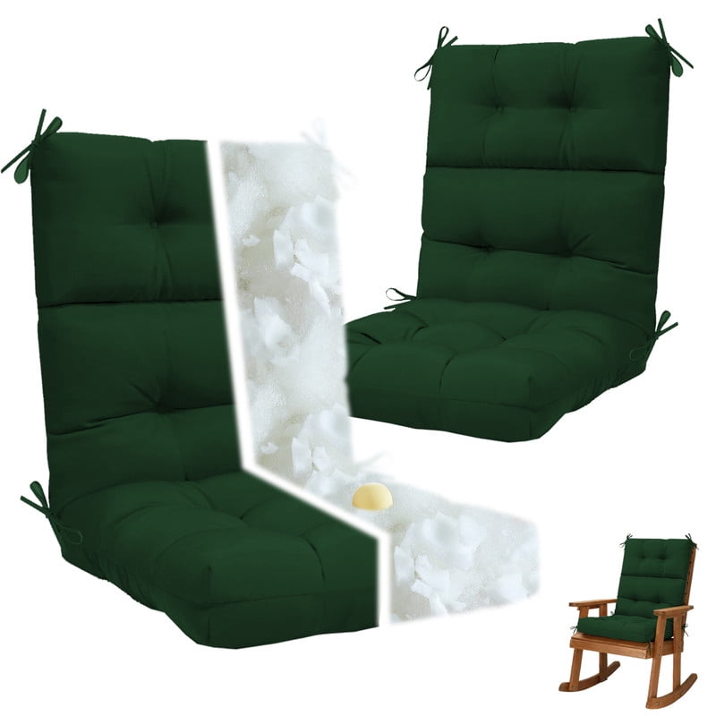 2pcs Rocking Chair Cushions Outdoor High Back Patio Cushion with Ties, Waterproo Seat and Back Replacement Cushion set