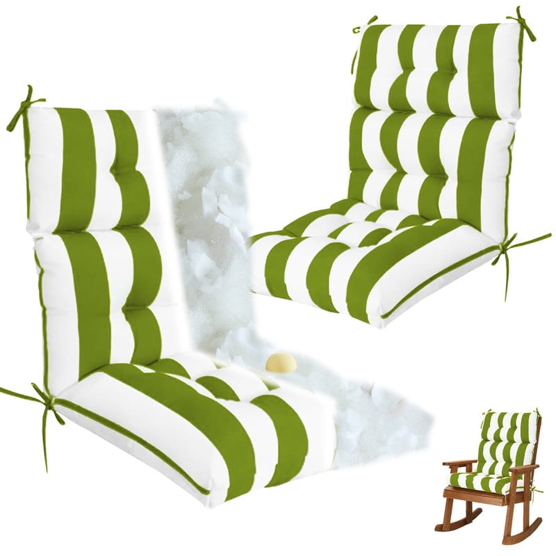 2pcs Rocking Chair Cushions Outdoor High Back Patio Cushion with Ties, Waterproo Seat and Back Replacement Cushion set