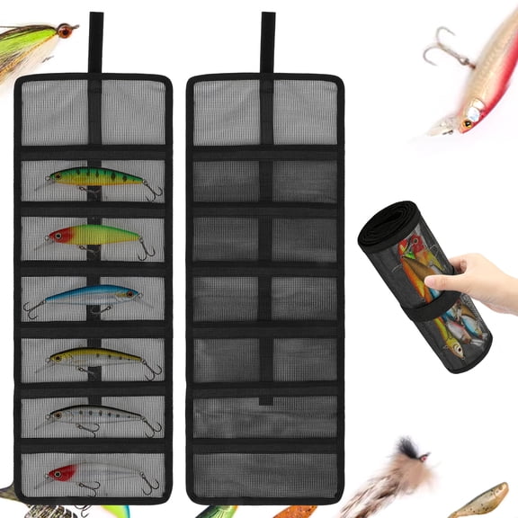2pcs Roll Up Fishing Lure Wraps, 6 Pocket PVC Roll-Up Bait Bag, Portable Durable Lure Bag, Saltwater & Freshwater Hook Cover, Trolling Lure Protector