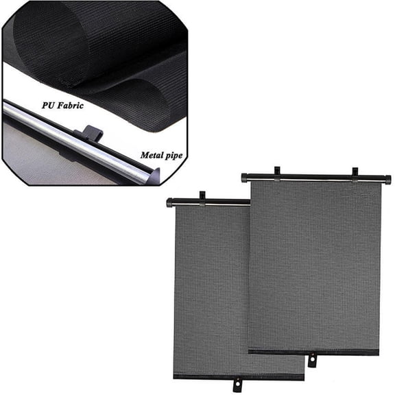 2pcs Roller Shade Car Side Window Sunshade, Retractable Blind Style Light Blocking Cover, UV Protection Curtain, Easy Install Privacy Shield for Auto Side Glass Summer Heat Insulation