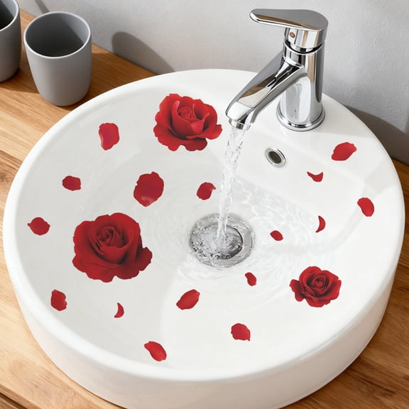 2pcs Romantic Simulated Red Rose Wall Decoration Stickers - Perfect for Living Room Home Background Wall Decor