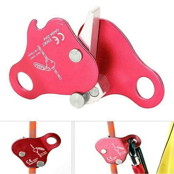 2pcs Rope Grab Metal Rope Outdoor Climbing Mountaineering Equipment with Locking Protection Red