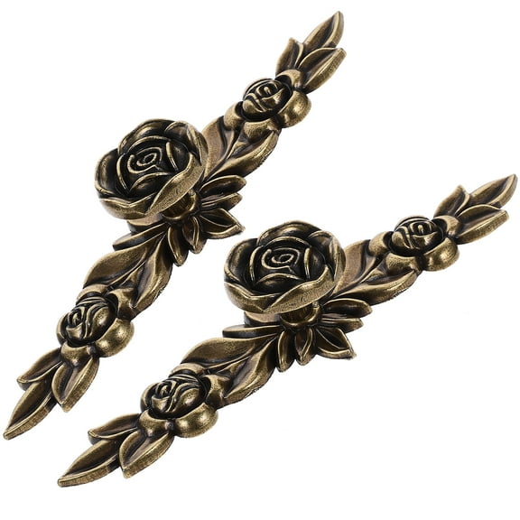 HOMEMAXS Dark Brown Vintage Rose Cabinet Knobs Zinc Alloy Drawer Pull Handles for Home Decoration 2pcs