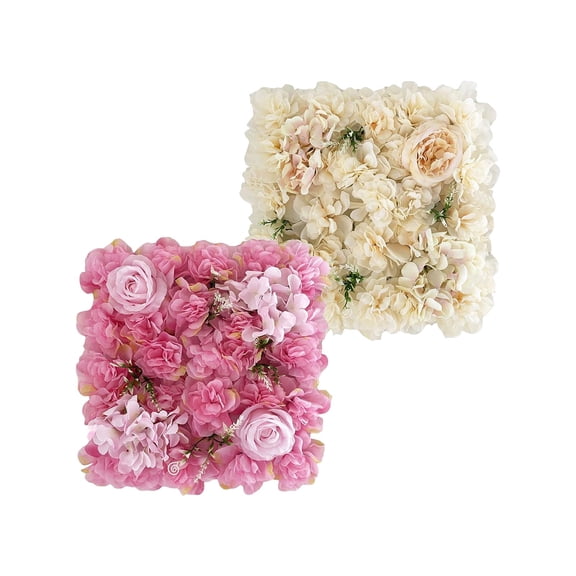 2pcs Rose Wall Panel Artificial Flower Backdrop Floral Mat Flower Arrangements Champagne DarkPink