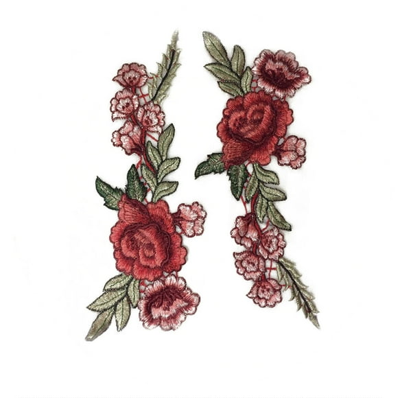 2pcs Roses Floral Collar Sew Patch DIY Embroidered Sew Iron on Patches Embroidery Applique Patches for Clothing 20 x 30 cm(6#)