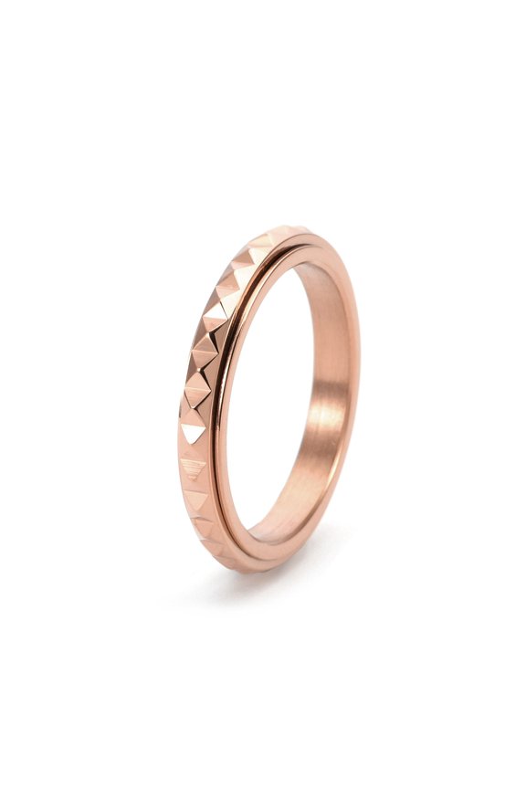 2pcs Rotatable Version StyleRotatable Stainless Steel Finger Ring for Men's Rose golden Size 9(18.9mm)