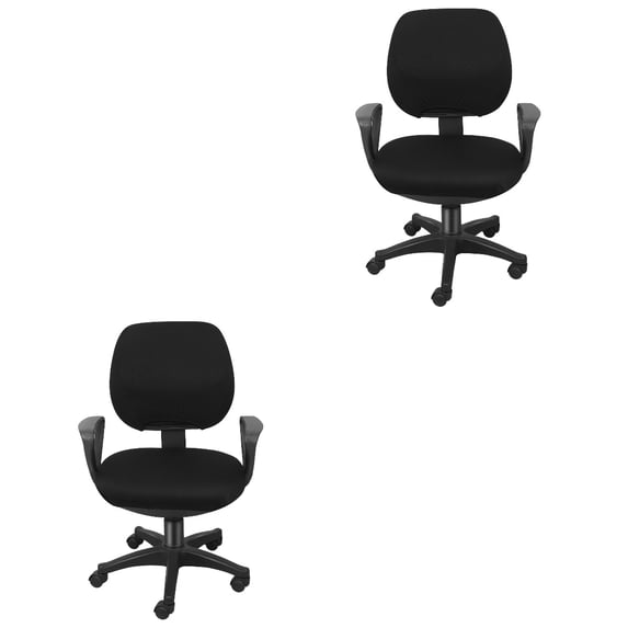 2pcs Rotating Armchair Slipcover Removable Stretch Computer Office Chair Cover Stretchy Seat Cover and Backrest Cover Set for Home Office (Black)