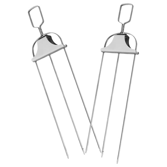 Raindrops Stainless Steel Meat Fork Rotating Forks Silver 2Pcs 14x3.7in