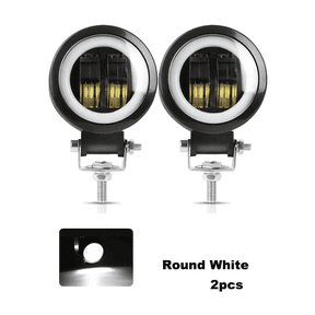 2pcs Round 3"inch Angel Eyes LED Light DC10V-60V White/Amber/Red/Blue LED Work Light 3 Inch Portable LED Lights for Offroad UTV ATV UTE, No Battery Required