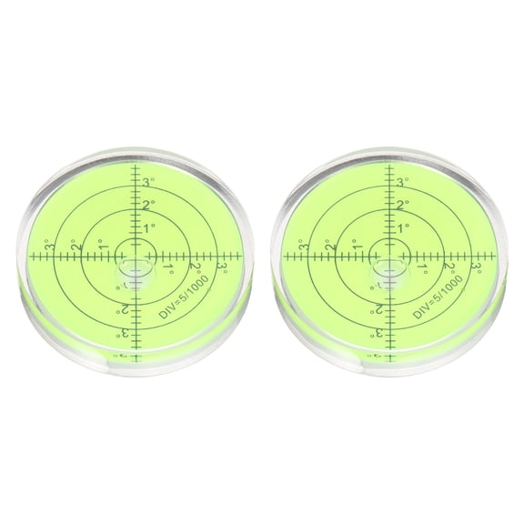 2pcs Round Bubble Level 60x12mm Mini Circular Bullseye Spirit Levels, Green